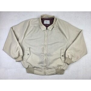 VINTAGE Saddlebrook Jacket Size XX-Large Khaki Polyester Bomber Plaid Lined USA